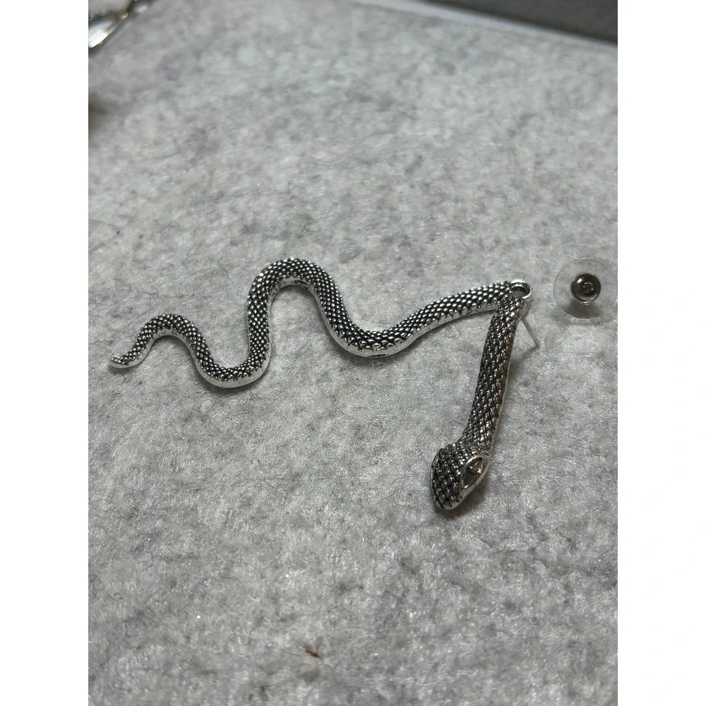 #52. Silver-colored Snake Jacket Earrings